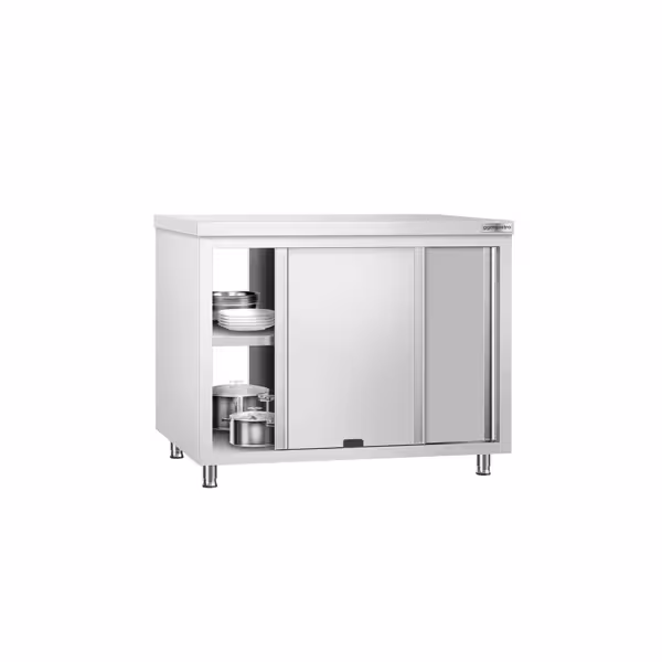 Dulap de lucru din oțel inoxidabil PREMIUM - 1200x700 mm - pasant (uși pe ambele părți) 