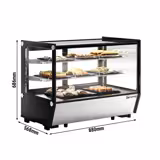 Vetrina refrigerata da banco - 160l - 880mm - Doppio vetro; 2 porte scorrevoli in vetro - vetro dritto - con 2 ripiani - LED interni; 4 lati vetro