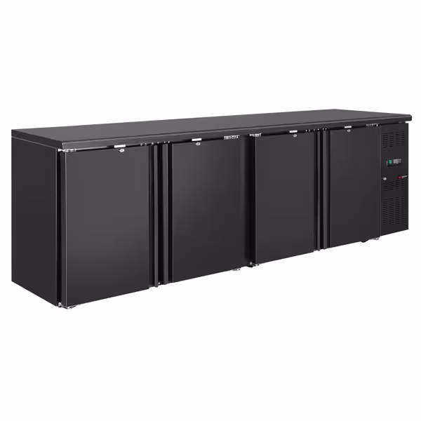 Mesa enfriadora de bebidas y bar ECO - 2542mm - con 4 puertas - negro