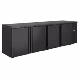 Barowy stół chłodniczy do napojów ECO - 2542x513x860mm - 518L - z 4 drzwi; pełne drzwi - Czarny