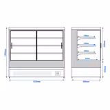 Estante refrigerada - 1500 mm - 493 litros - com portas de correr em vidro duplo e 3 prateleiras