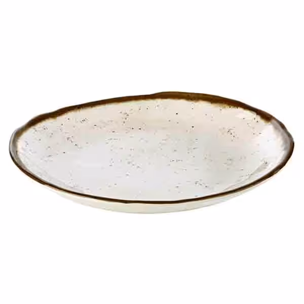 (6 pcs) STONE ART | Platter - flat - Melamine - Ø245mm - White/Brown
