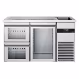Comptoir de bar réfrigéré PREMIUM - 1550x700mm - 1 porte en verre et 2 tiroirs en verre