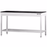 PREMIUM ruostumattomasta teräksestä valmistettu työpöytä - 1800x600mm - alahyllyllä - sis. graniittisen työtason.