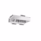 Commercial Wall-Mounted Extractor Hood - 2600mm - with Baffle Filters & Lighting