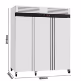 Koelkast RVS ECO - 1800mm - 1800liter - tot +8°C - met 3 deuren - geforceerde koeling, digitaal thermostaat, slot & roosters