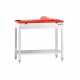 Stół roboczy centralny ze stali nierdzewnej PREMIUM - 800x700mm - z półką - z deską do krojenia Czerwony