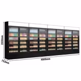 (4 pcs) Commercial Beverage Display Fridge with Illuminated Canopy - 4800mm - 4800 Litres - with 8 hinged glass doors - LED lighting - Black - Temperature range 1 to 10 °C