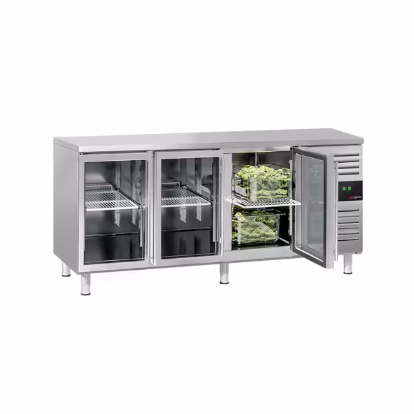 Soğutmalı tezgah ECO - 1795x700mm - 3 cam kapılı - Dijital termostat; fanlı soğutma - ön panel sağda motorlu