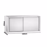 Duvar Dolabı - Paslanmaz Çelik - PREMIUM 1400x400mm - Sürme Kapı - 650mm Yükseklik