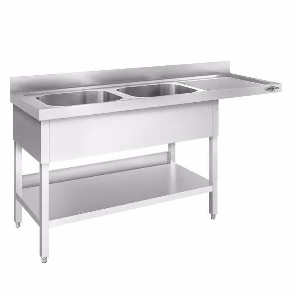 Commercial Dishwasher Sink Unit PREMIUM - 2000x700mm - Double Sink - Right Hand Drainer