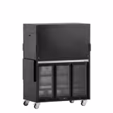 Mobile Cocktailstation - mit Barkühlschrank, Arbeitsfläche, Glasaufsatz & LED-Beleuchtung - aufklappbar