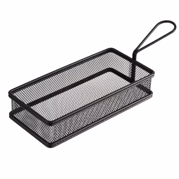 (6 st) Minikorg SNACKHOLDER - rostfritt stål - rektangulär - 215x105x45 mm - svart