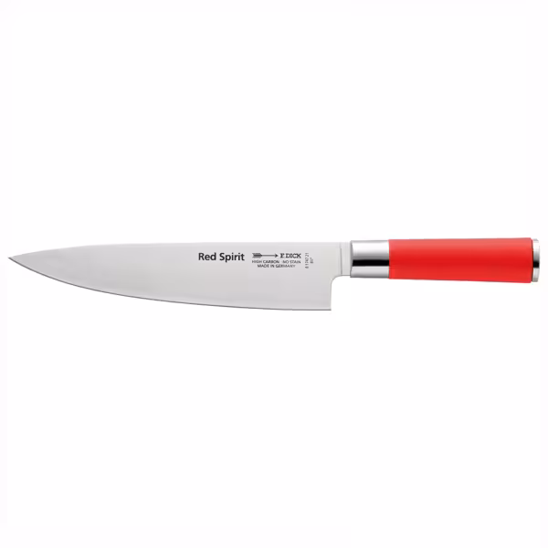 F. DICK | Red Spirit Chef's Knife – 21 cm / 8.3″ blade - red non-slip handle - German steel - 345×26×46 mm
