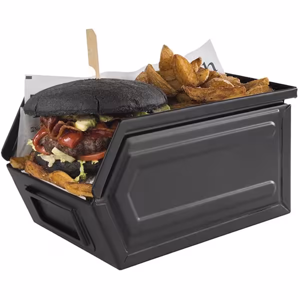 (6 pcs )Snack Box - INDUSTRIAL - 2.40L - black lid | - stackable