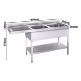 میز استیل سینکدار ماشین ظرفشویی- 700*1800 میلیمتر - دو سینک در راست