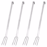 (4 unid) Garfo para churrasco Profissional em aço inoxidável - 3 dentes - Comprimento: 815mm