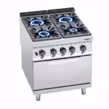 Cucina a gas professionale - Lorenzo 900 - 800x900x965mm - 34,5 kW - 4 fuochi - incl. forno a gas statico - 7,8 kW