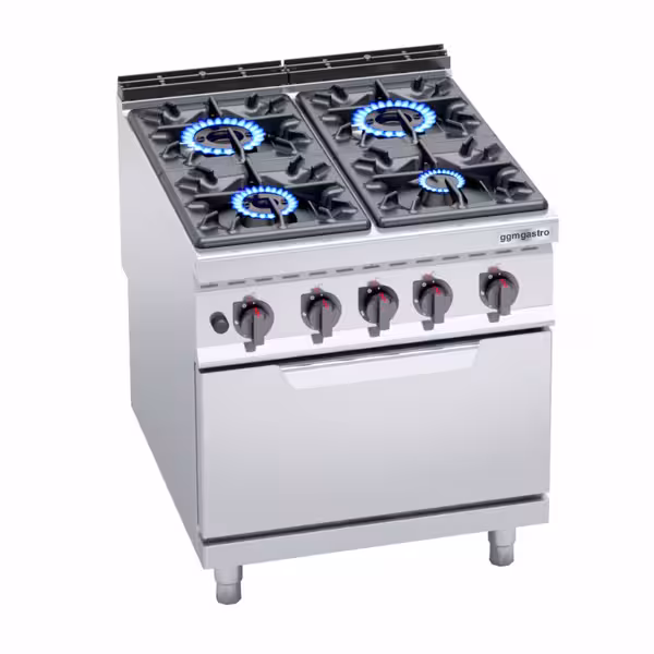 Εστία Αερίου - 34,5 kW - 4 καυστήρες - με στατικό φούρνο αερίου – 7,8 kW