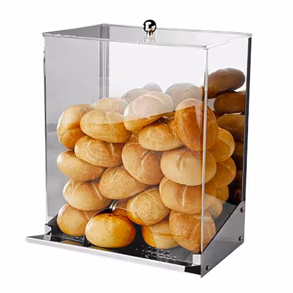 Broodjesdispenser | Broodzak met warmhoudkussen | Broodtrommel - RVS en acryl | Broodmand - 33x27cm