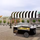 Chariot à glace – 2146 mm – avec évier et vitrine à glace rectangulaire – pour 9 bacs à glace de 5 litres