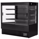 Commercial wall-mounted refrigerated display shelving - 1500 mm - 493 litres - with 2 double-glazed sliding doors and 3 shelves