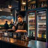 Commercial Beverage Display Fridge – 560 Litres – Frameless Design – Single Glass Door with Coloured LED Lighting