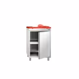 Armario de trabajo de acero inoxidable PREMIUM - 0,6 m - con puerta batiente - con tabla de cortar en rojo
