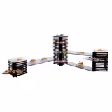 Büfé állvány - rozsdamentes acél és plexi - 355x355 mm - Magasság: 600 mm - tartozék: 3 melamin tál