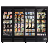Commercial multideck display fridge - 2520mm - 1900L - with 4 hinged glass doors & 5 shelves - Black