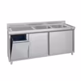 Meuble évier ECO - 1800 x 600 mm - avec poubelle & 2 bacs à droite