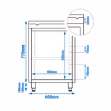 Edelstahl Arbeitsschrank PREMIUM - 600x700mm - mit Flügeltür - inkl. Schneideplatte Rot