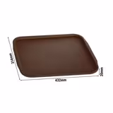 (10 db) Gyorséttermi tálca - ABS műanyag - 440x320 mm - Magasság: 20 mm - barna - csúszásmentes felület