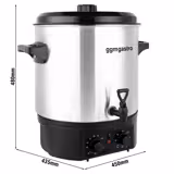 Vattenkokare och glöggvärmare - 27 l - 2 kW - rostfritt stål - med tappkran - justerbar termostat