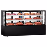 Vetrina espositiva refrigerata MADRID - per esposizione carne - 735l - 2000mm - Doppio vetro - con 2 ripiani - porte posteriori scorrevoli; LED interni; 4 lati vetro - Nero opaco