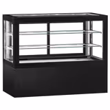 Commercial cake display fridge - 780L - 1610mm - Double glazing - square - black front - with 2 shelves - rear sliding doors - for patisserie - Black