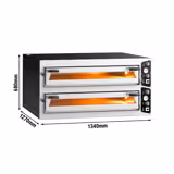 Elektrisk pizzaugn (el-däck/box) - med stenhärd - 1340x1270 mm - 9+9 x Ø 35 cm - 2‑däck - upp till 450 °C - Manuell