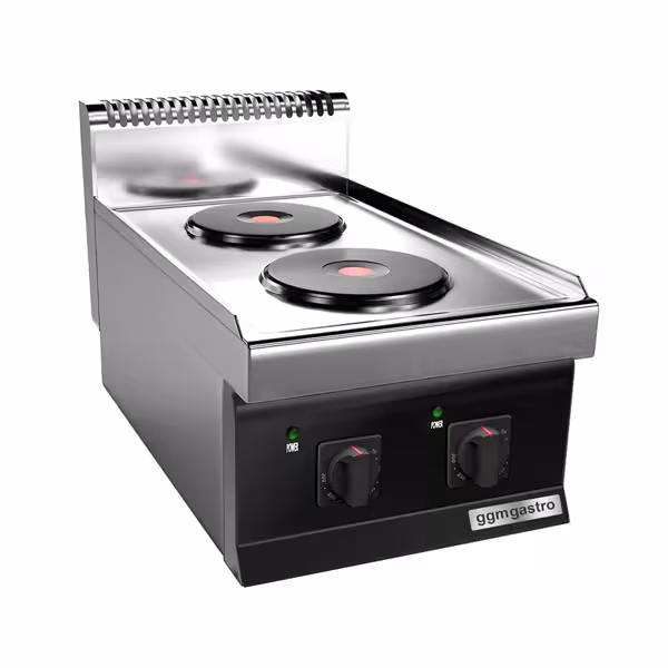 Commercial Electric Hob, 2 Solid Hotplates PREMIUM - 700 mm deep - 4.6 kW