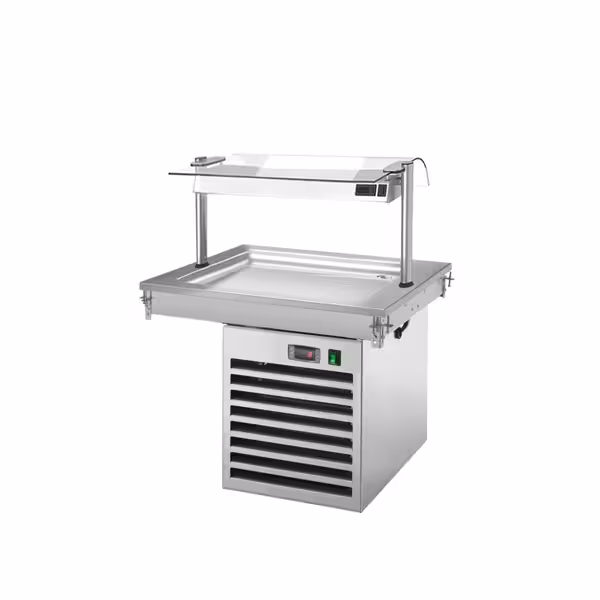 Ankastre soğuk yüzey - 800mm - +2 ila +8°C - 2x GN 1/1 - 350W - cam siperlikli