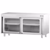 Rozsdamentes acél Munkaszekrény KOPENHAGEN PREMIUM - 1600x600 mm - üveg tolóajtós, 2 ajtós