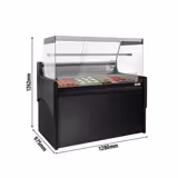 Koelvitrine - 1280x975mm - 2 schuifruiten - recht frontglas - LED-verlichting - 120 liter - zwart