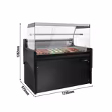 Koelvitrine - 1280x975mm - 2 schuifruiten - recht frontglas - LED-verlichting - 120 liter - zwart