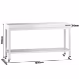 Edelstahl Arbeitstisch PREMIUM - 1800x800mm - mit Grundboden & Rollen