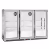 Réfrigérateur de bar – 1350 mm – 320 litres – avec 3 portes vitrées battantes – en inox