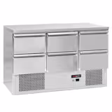 Mostrador refrigerado PREMIUM - 1365x700mm - 6 cajones - GN 1/1 - refrigeración estática - frente negro