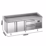 Commercial Pizza Prep Counter - Granite Top PREMIUM PLUS - 1980x700mm - with 2 doors & 2 drawers