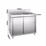 Móvel de lavagem em aço inoxidável PREMIUM - 1200x600mm - 1 cuba à direita, com escorredor à esquerda