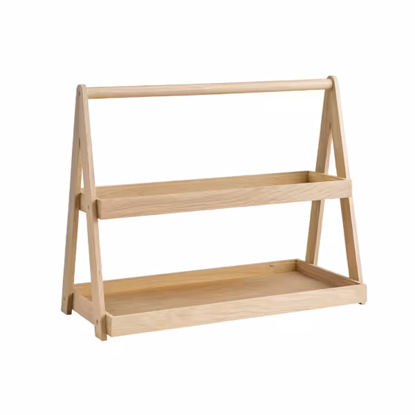 Etagère - VALO - 2-laags - rechthoekig - Eichenholz (geölte afwerking) - 530x265mm onder, GN 2/4 boven - Hoogte: 445mm