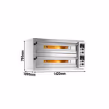Elektrische pizzaoven (chamotte bakvloer) - 1420x1030x780mm - 2 kamers - 2x6 pizza’s Ø33cm - tot 400°C - Handmatig