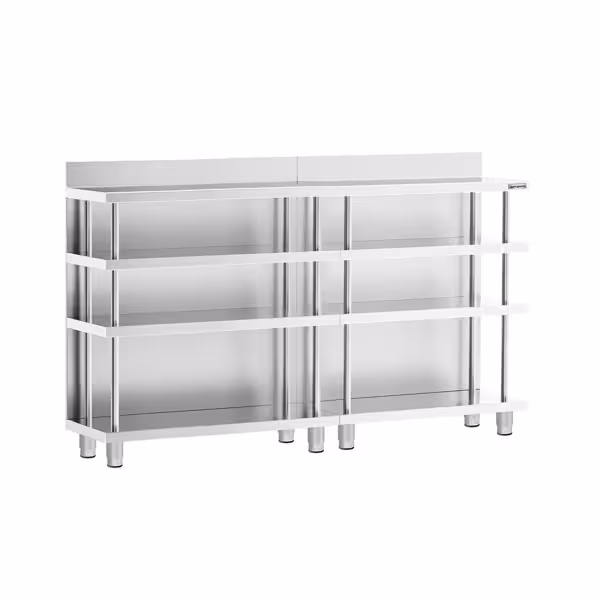Bar Çalışma Tezgahı - Paslanmaz Çelik - 1800x400mm - 4 Raflı - Sırtlıklı